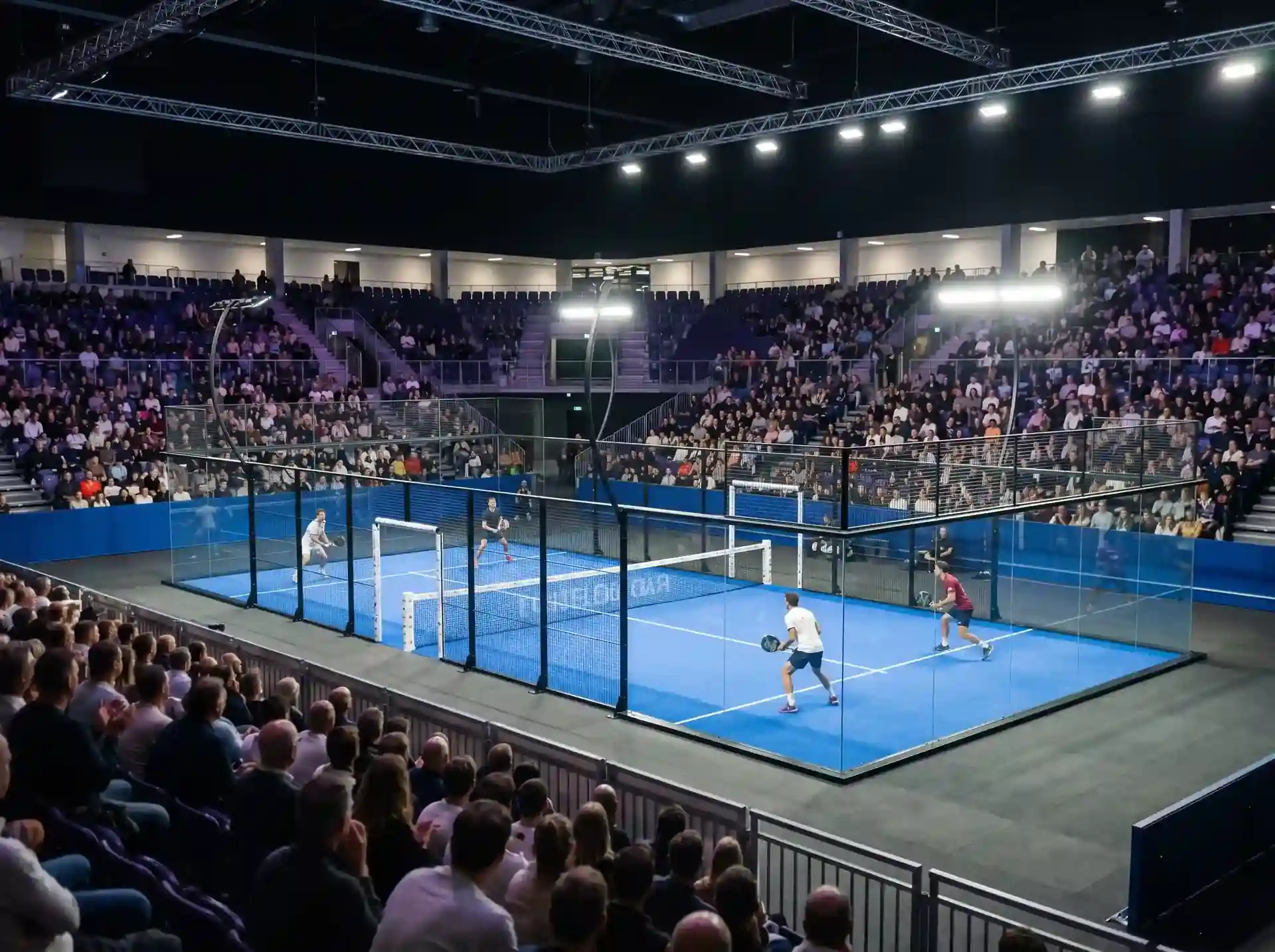 Sede interior de un torneo Major del Qatar Airways Premier Padel Tour 2026 durante una jornada de cuadros principales